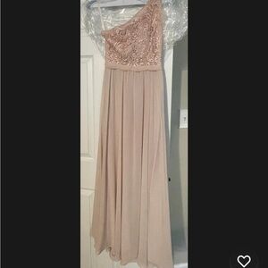 Elegant One-Shoulder Lace Gown Kennedy blue blush sz4 altered